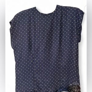 Albert Nipon Black Blouse with Gold Dots